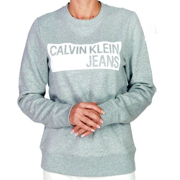 Calvin Klein Jeans Women's Gray Heathered Crew Neckline Pullover Sweater S/P/CH - Picture 1 of 14